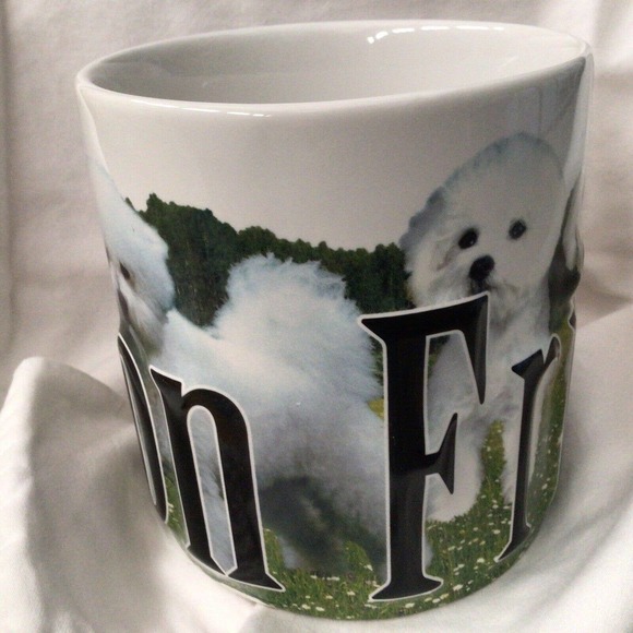 PRECIOUS Large White Mug Cup Americaware 2014 BICHON FRISE Dog Color Photo - Picture 6 of 10